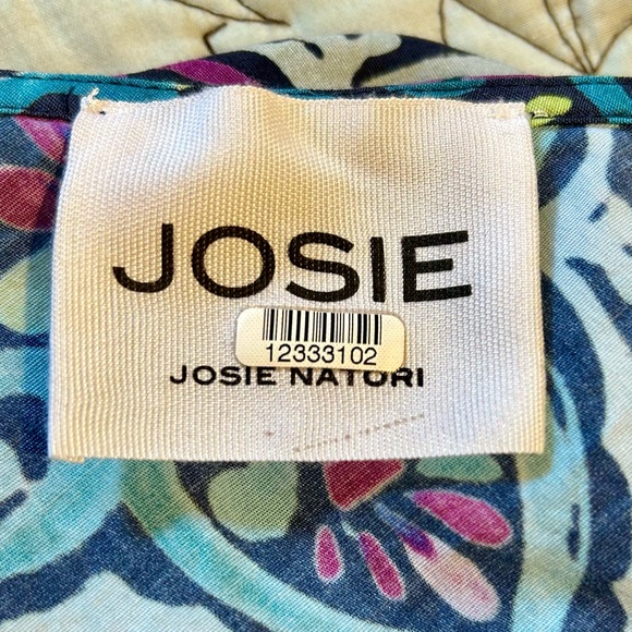 JOSIE NATORI One Shoulder Ruffled Peplum Hem Colorful Mini Dress Sz 6 - Picture 10 of 13